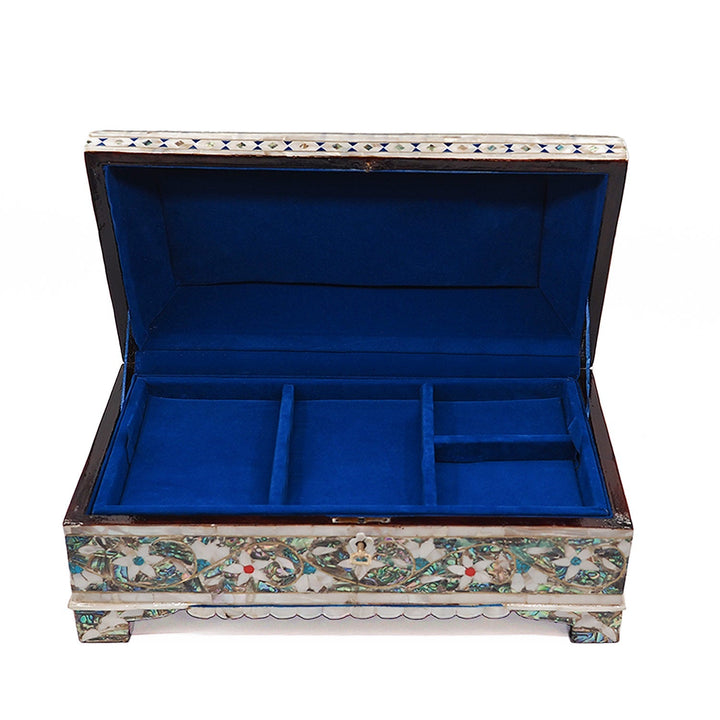 Handcrafted Wooden Box with Abalone Mother-of-Pearl Inlay - WAAH475