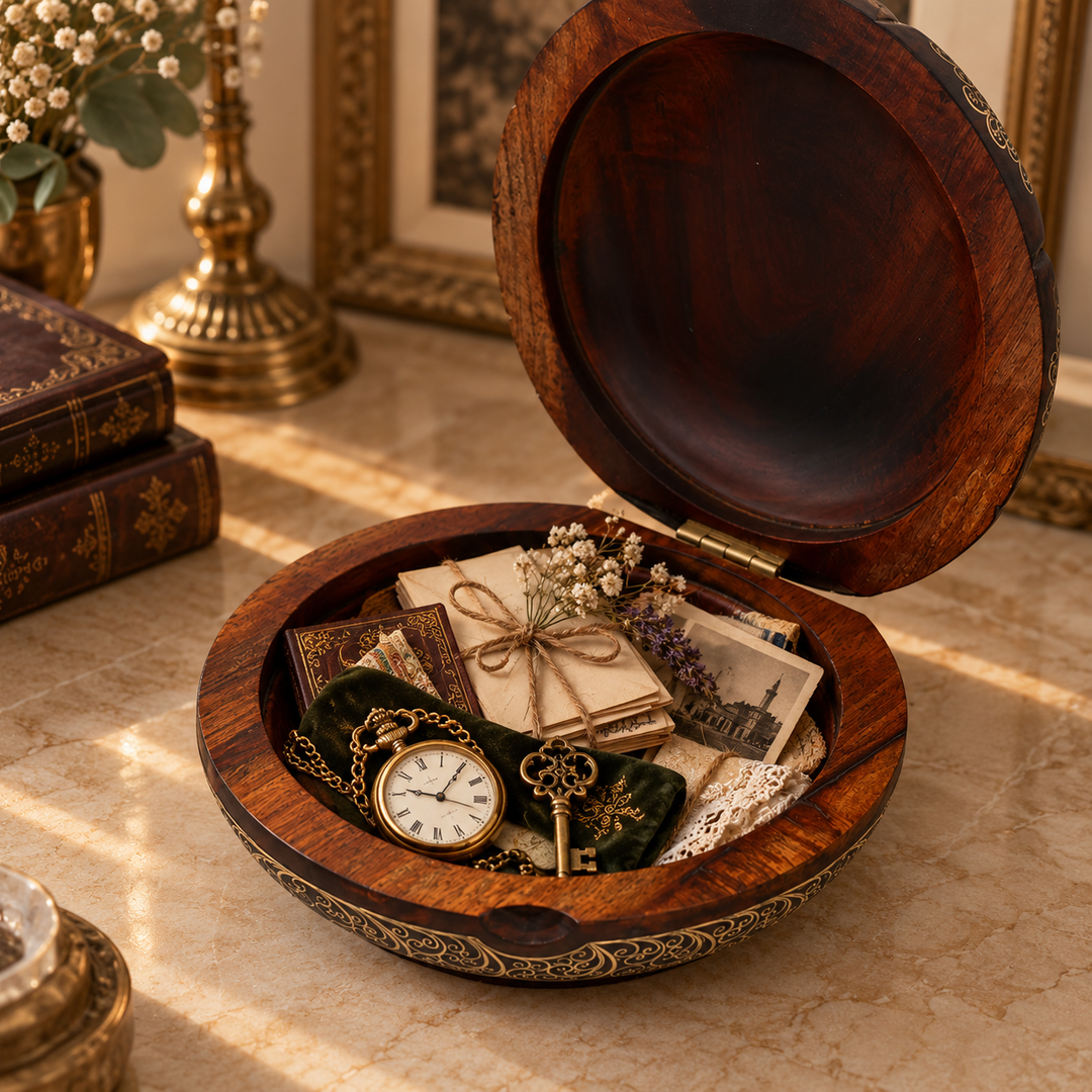 Handcrafted Wooden Box with Abalone Mother-of-Pearl Inlay - WAAH487