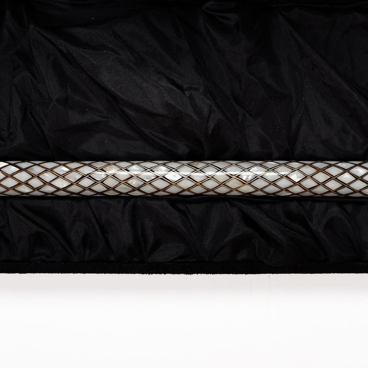 Handcrafted Wooden Walking Cane with Mother-of-Pearl and Copper Wire Inlay - WAAH479