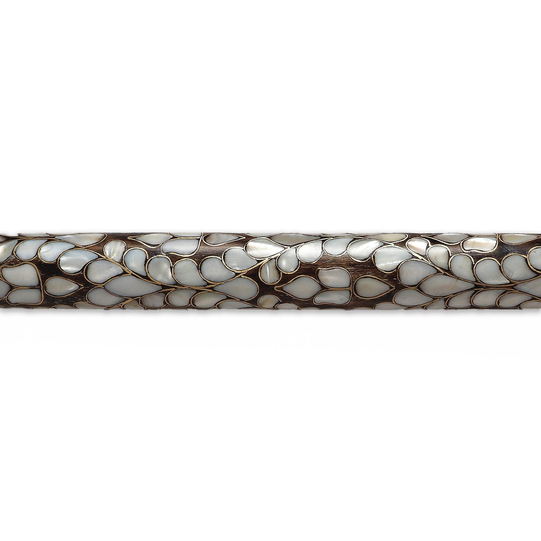 Handcrafted Wooden Walking Cane with Mother-of-Pearl and Copper Wire Inlay - WAAH480