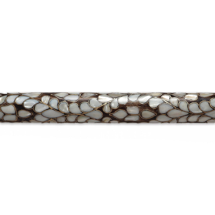 Handcrafted Wooden Walking Cane with Mother-of-Pearl and Copper Wire Inlay - WAAH480