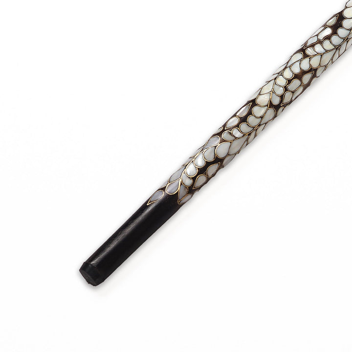 Handcrafted Wooden Walking Cane with Mother-of-Pearl and Copper Wire Inlay - WAAH480