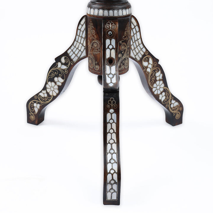 Handmade Mother-of-Pearl Mosaic and Abalone Inlaid Filigree Wooden Side Table - WAAH482