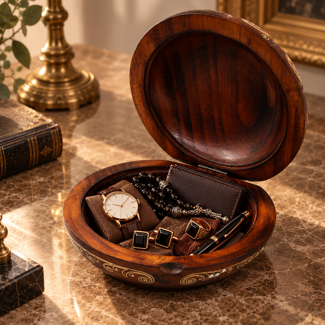 Handcrafted Wooden Box with Abalone Mother-of-Pearl Inlay - WAAH485