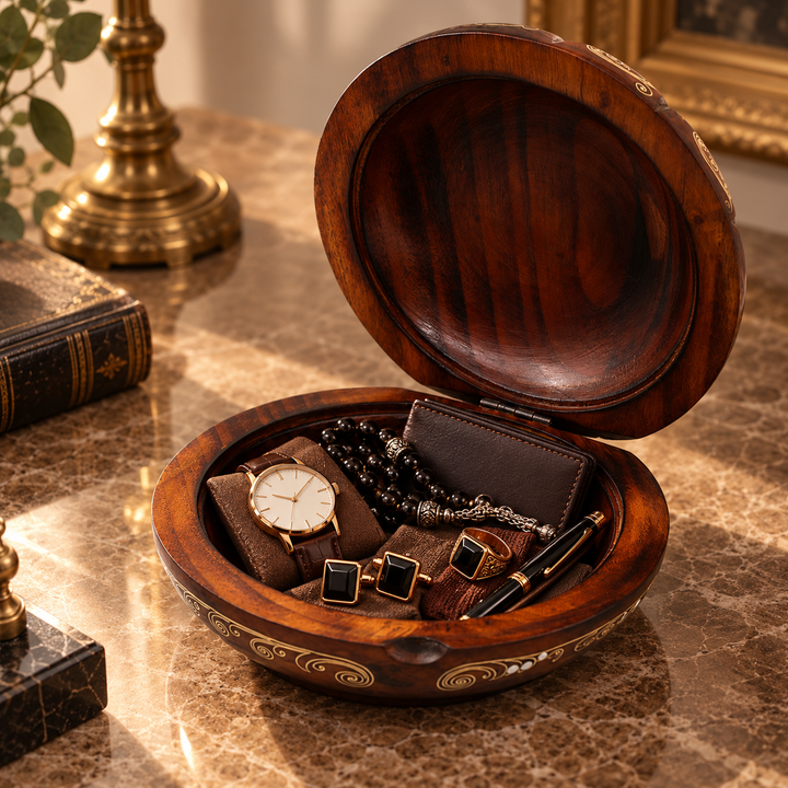 Handcrafted Wooden Box with Abalone Mother-of-Pearl Inlay - WAAH485