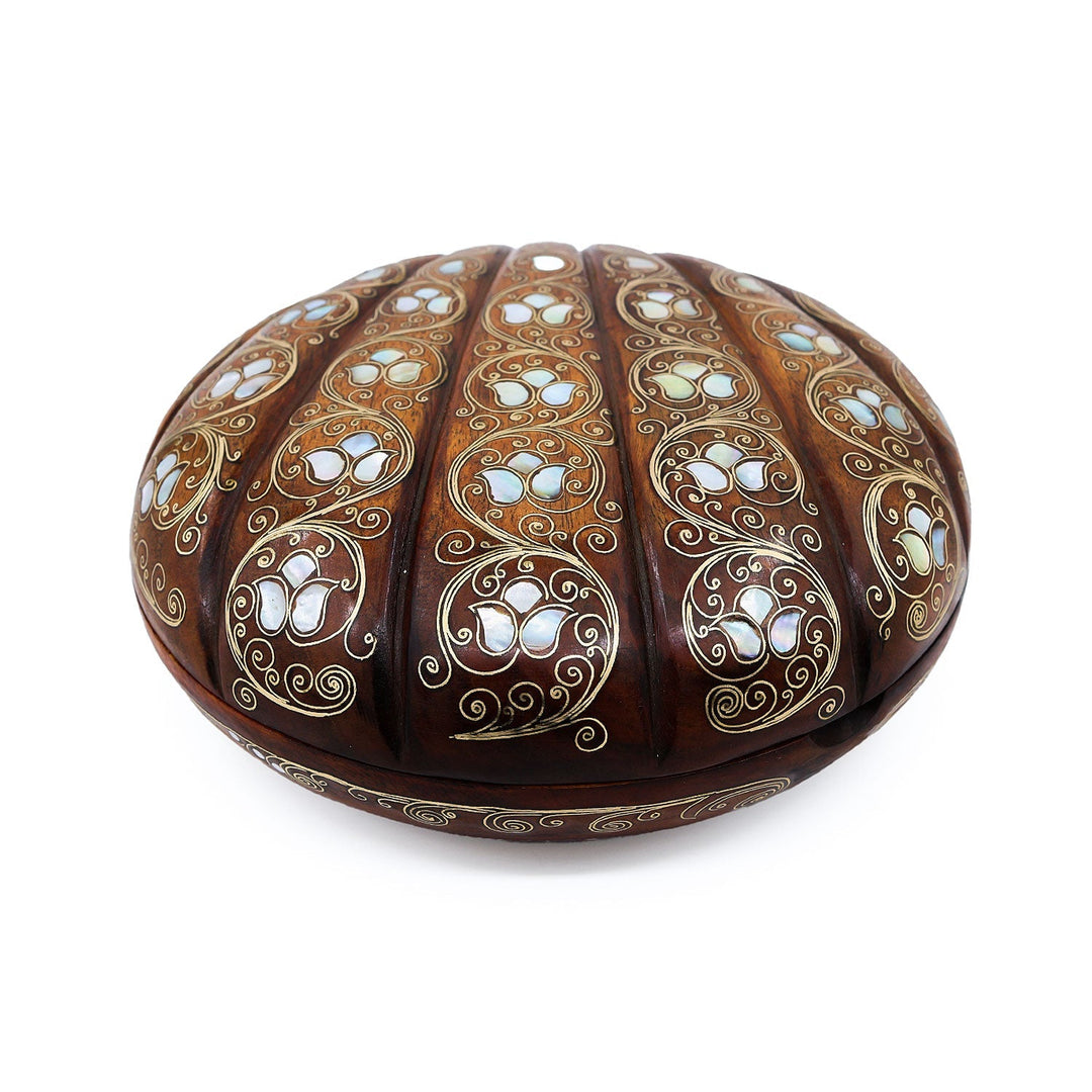 Handcrafted Wooden Box with Abalone Mother-of-Pearl Inlay - WAAH485