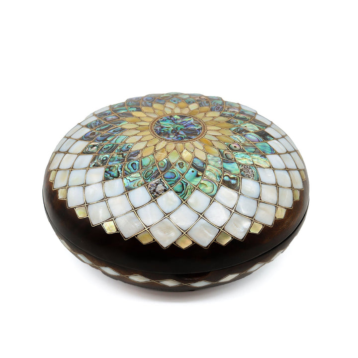 Handcrafted Wooden Box with Abalone Mother-of-Pearl Inlay - WAAH486