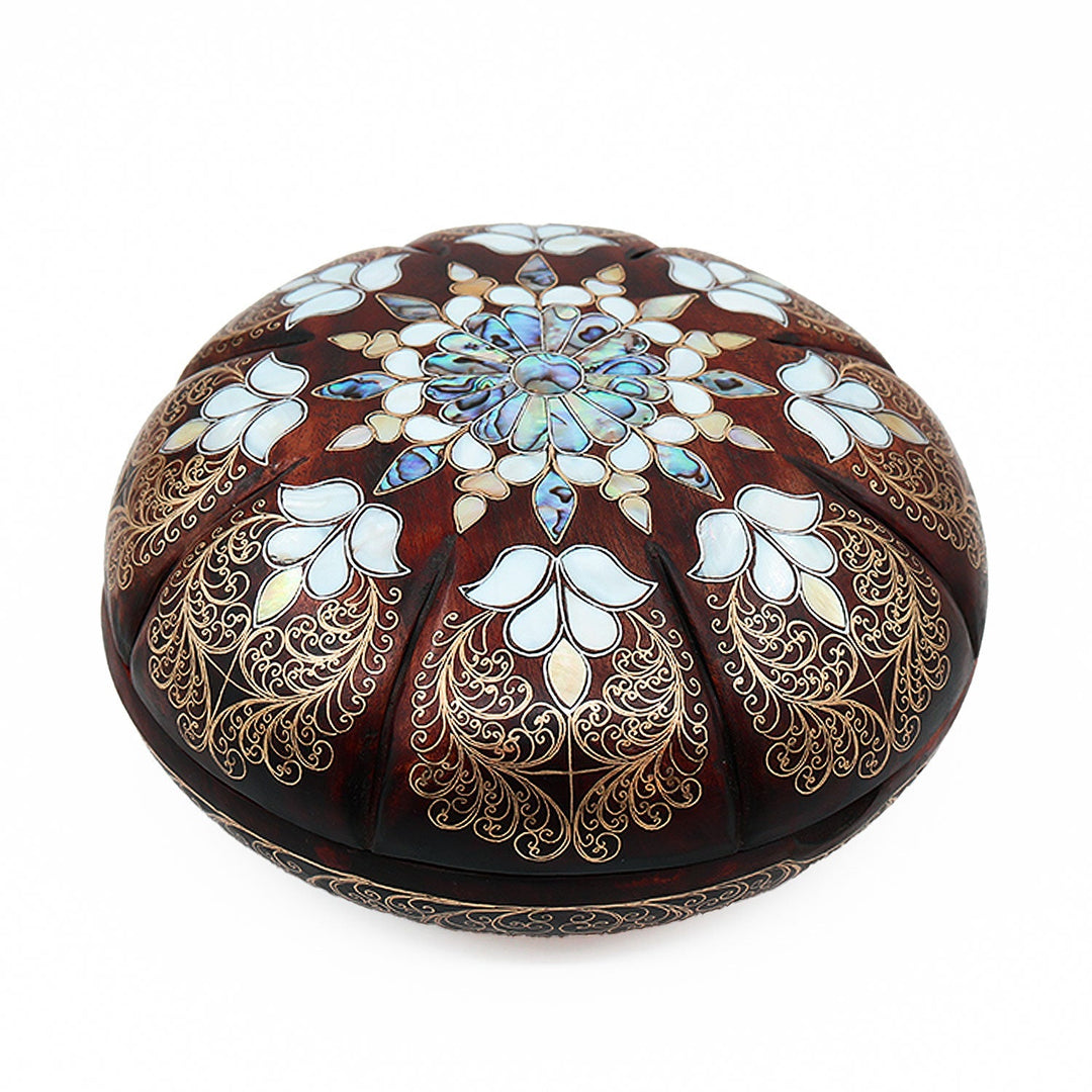 Handcrafted Wooden Box with Abalone Mother-of-Pearl Inlay - WAAH487