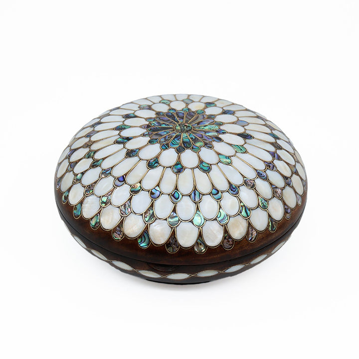 Handcrafted Wooden Box with Abalone Mother-of-Pearl Inlay - WAAH488