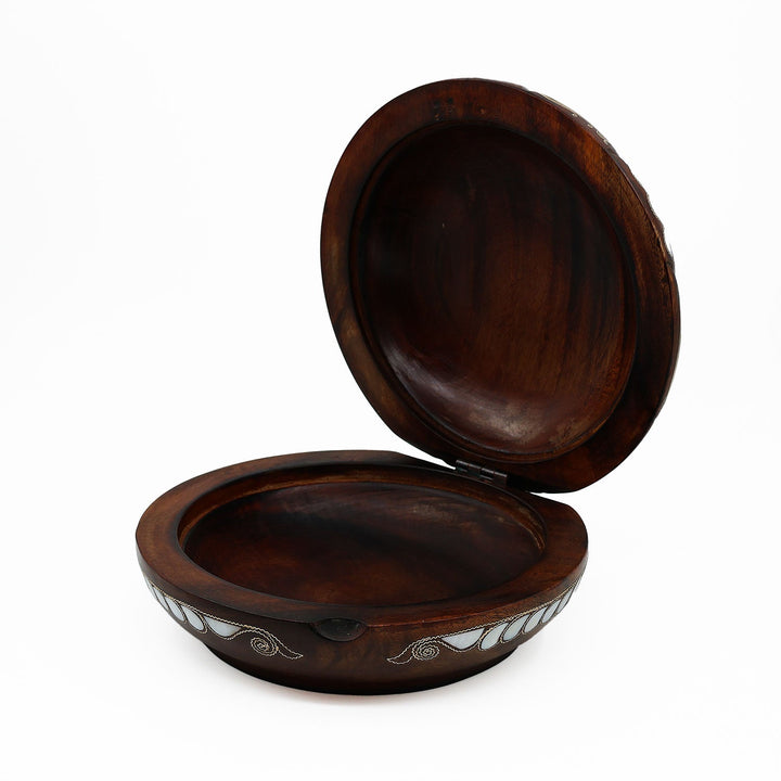 Handcrafted Wooden Box with Abalone Mother-of-Pearl Inlay - WAAH489