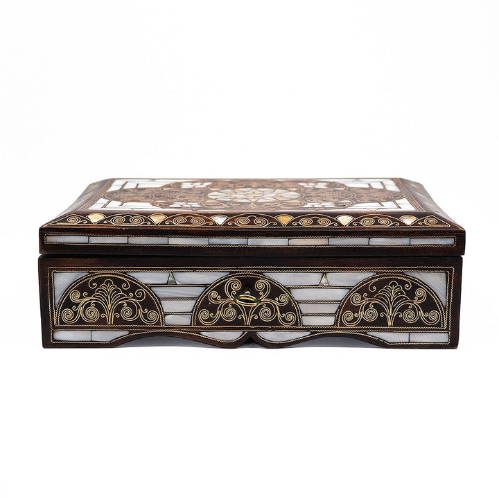 Handcrafted Lockable Wooden Box with Abalone Mother-of-Pearl Inlay - WAAH490