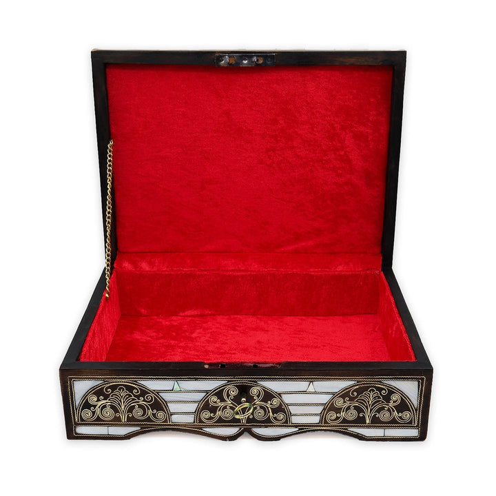 Handcrafted Lockable Wooden Box with Abalone Mother-of-Pearl Inlay - WAAH490