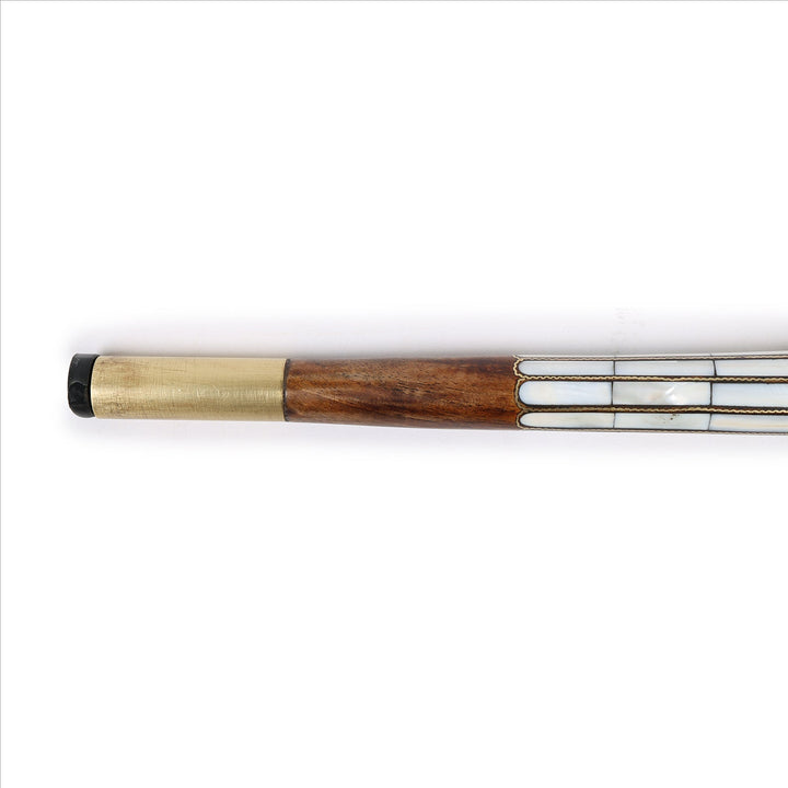 Handcrafted Wooden Walking Cane with Mother-of-Pearl &amp; Copper Wire Inlay - WAAH491