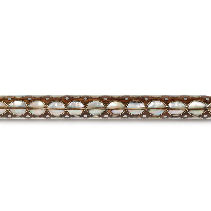 Handcrafted Wooden Walking Cane with Mother-of-Pearl &amp; Copper Wire Inlay - WAAH494