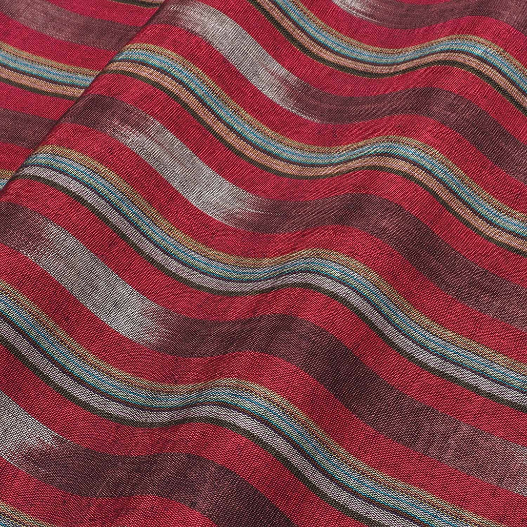 Silk Kutnu Fabric – Fuchsia and Purple Stripes (1 Meter) - WAK007