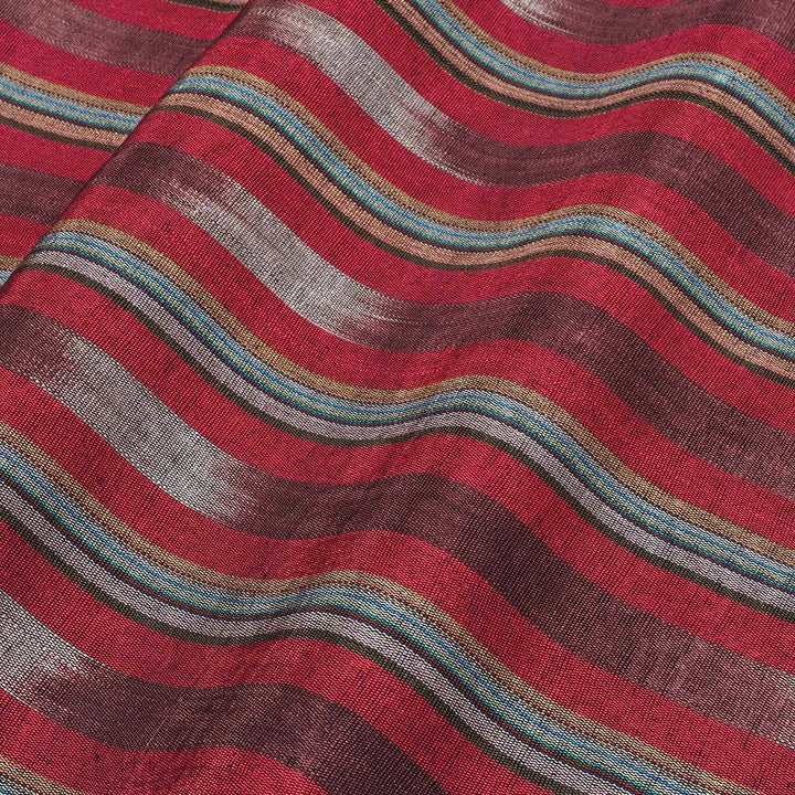 Silk Kutnu Fabric – Fuchsia and Purple Stripes (1 Meter) - WAK007