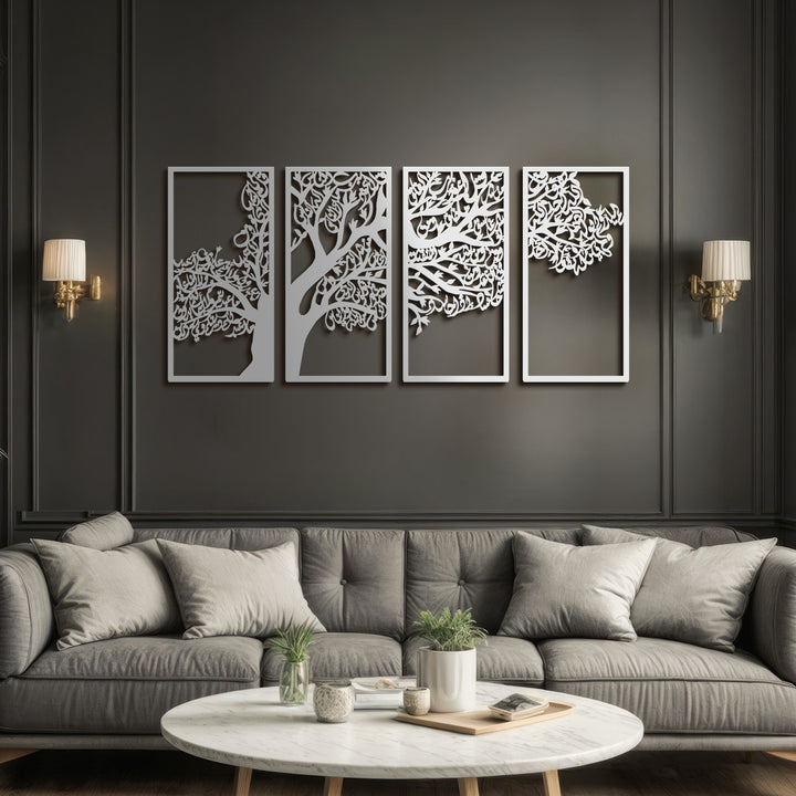 Metal Tree of Surahs (4 Quls) Islamic Wall Art Set of 4 - WAM229