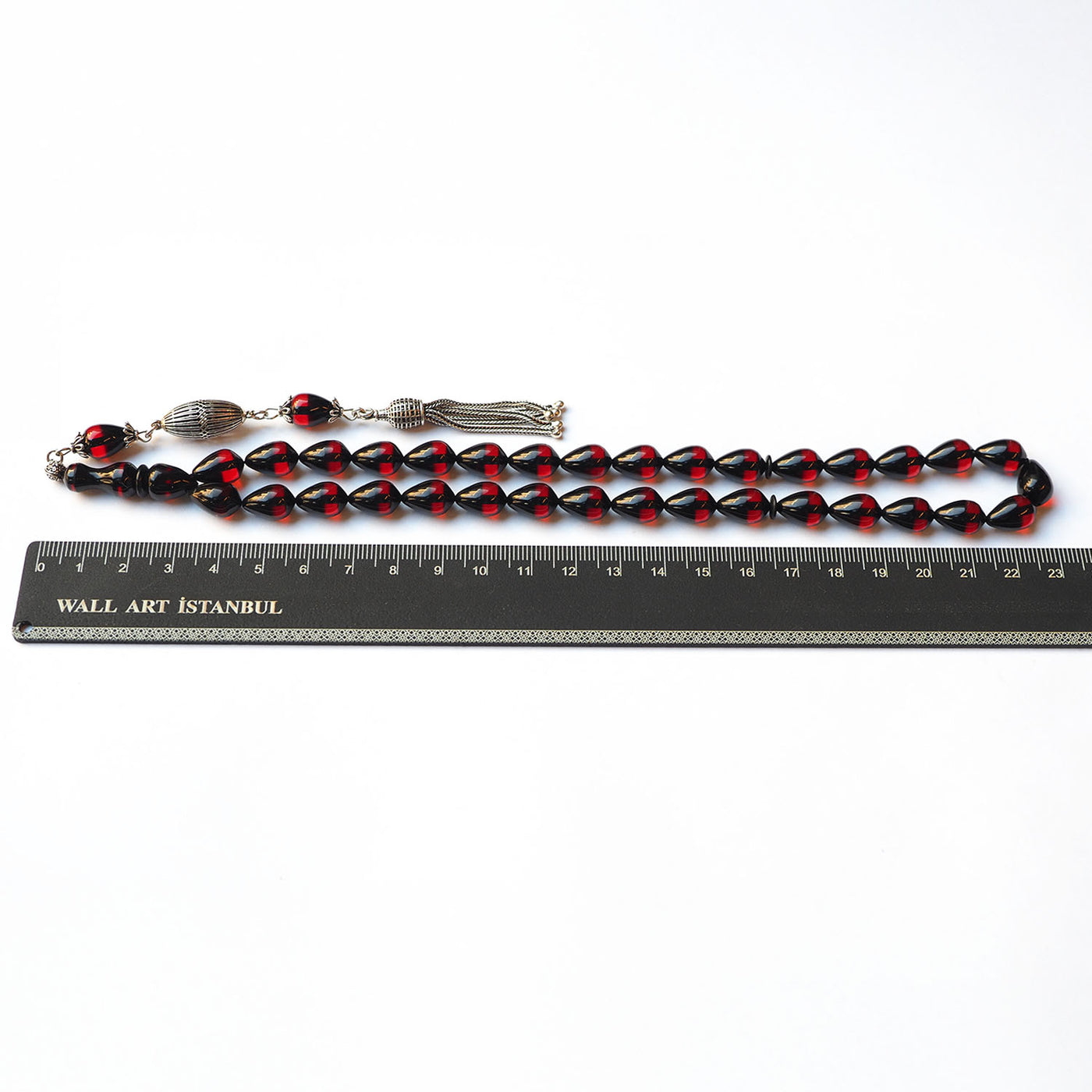 Handcrafted Graded Pressed Fire Amber Tasbeeh Silver Tassel – WATD168