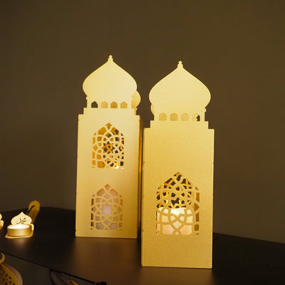 Nazende Metal Islamic Candle Holder Set of 2 - WAMH183