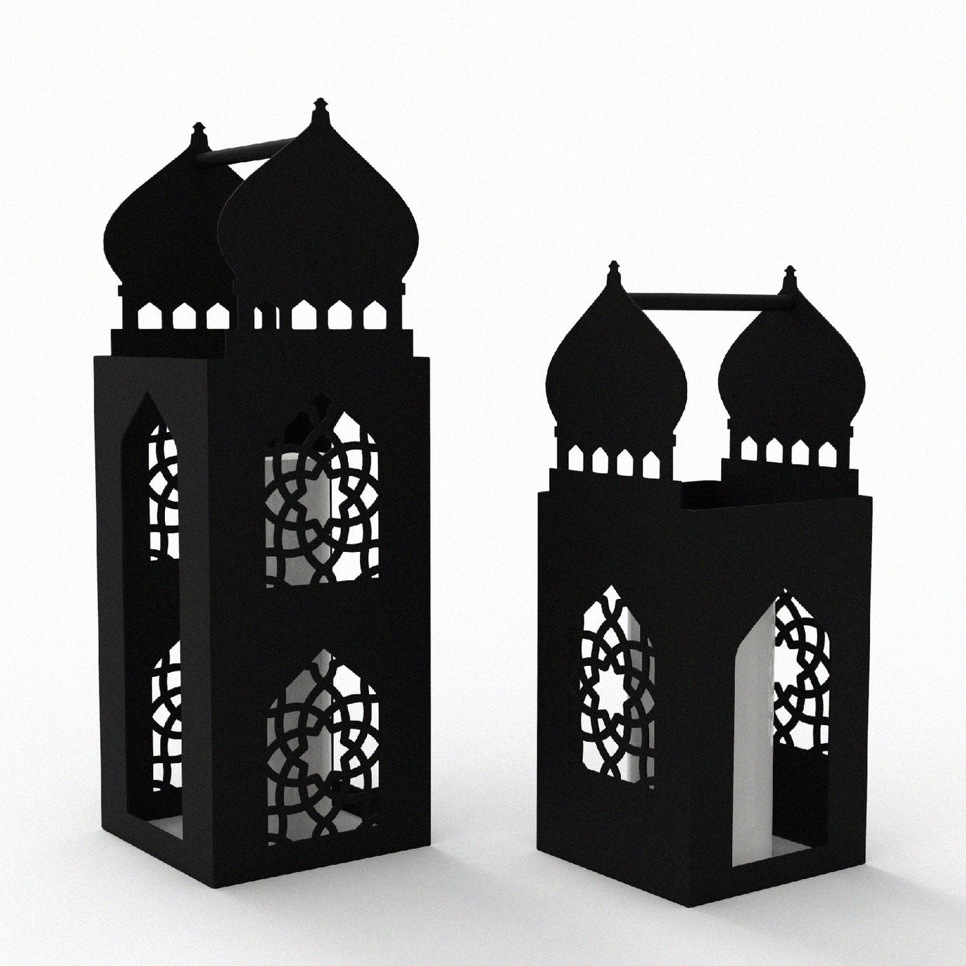 Nazende Metal Islamic Candle Holder Set of 2 - WAMH183