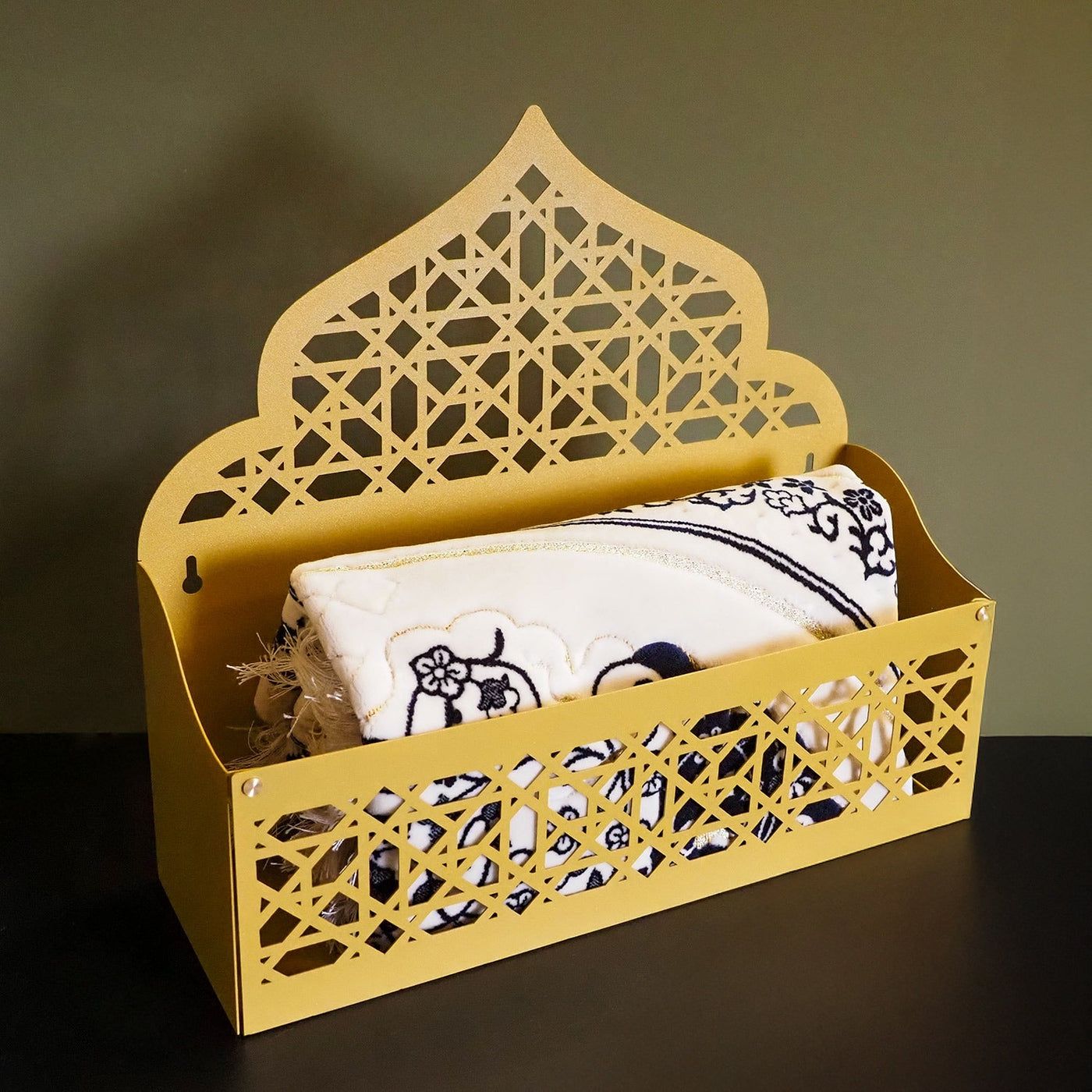 Mihrab-Shaped Metal Organizer for Quran, Tasbih & Prayer Mat – WAMH200