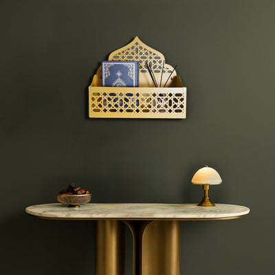 Mihrab-Shaped Metal Organizer for Quran, Tasbih & Prayer Mat – WAMH200