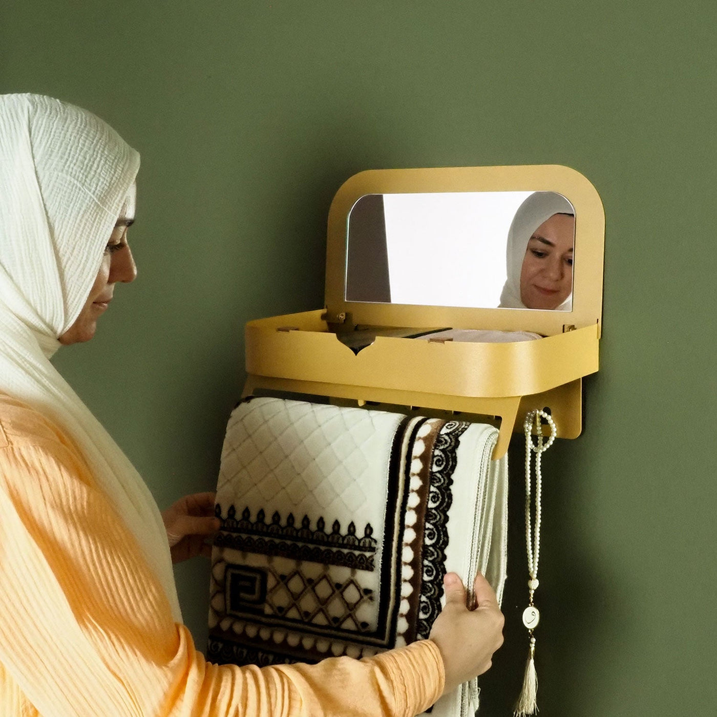 Sefa Metal Organizer Shelf with Mirror - WAMH209