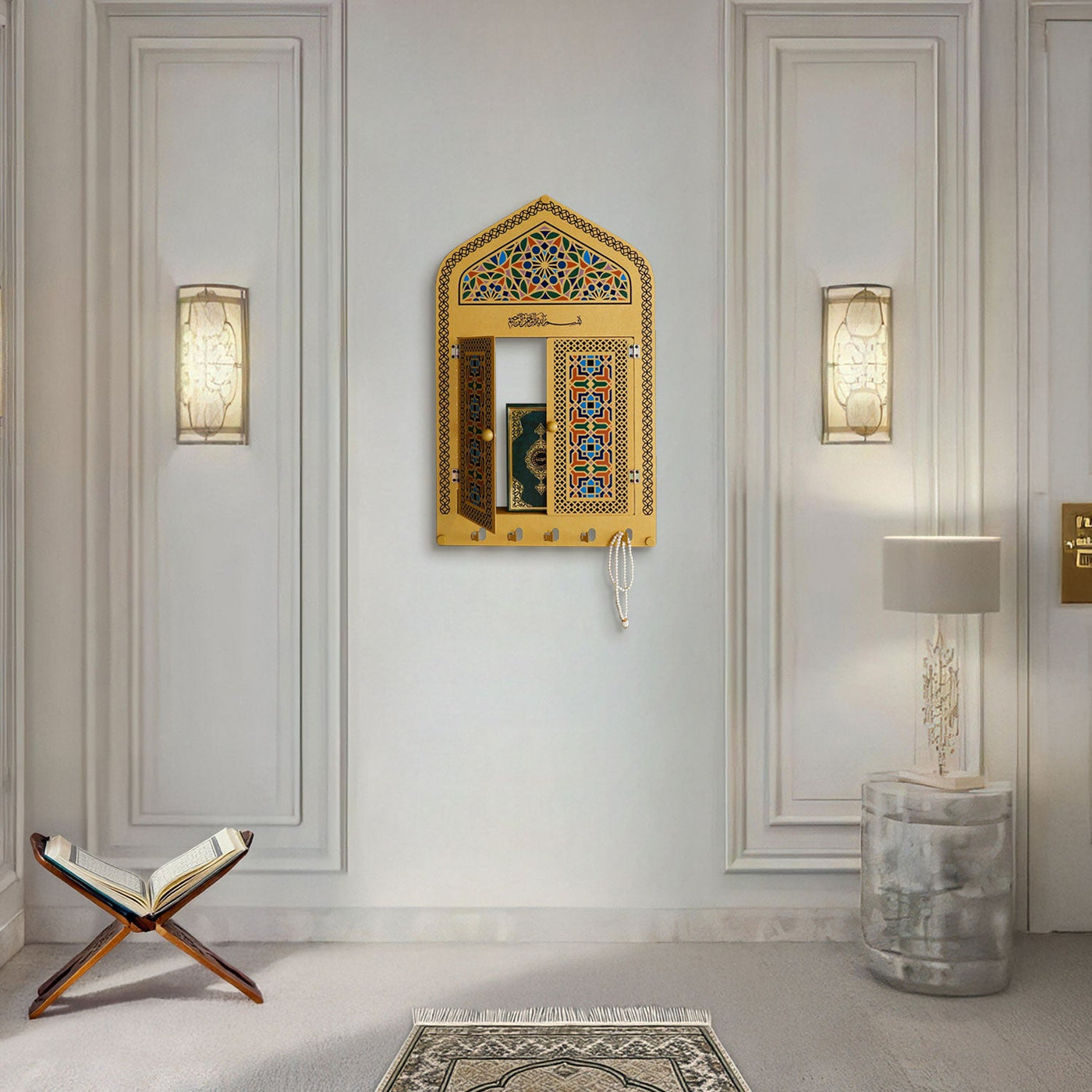 Mihrab Shaped Metal Wall Display Cabinet - WAMH210