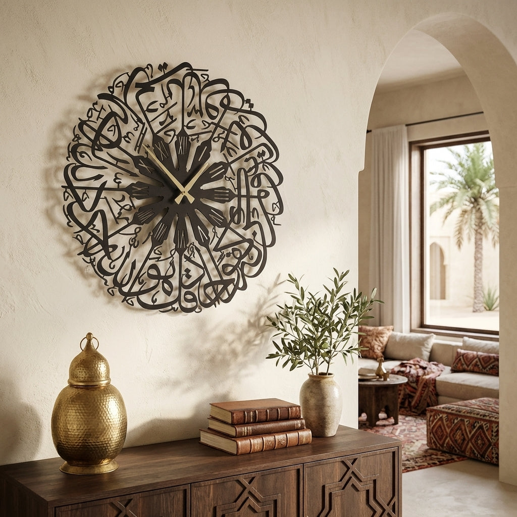 Surah Ikhlas Metal Wall Clock with Roman Numerals - WAMS015