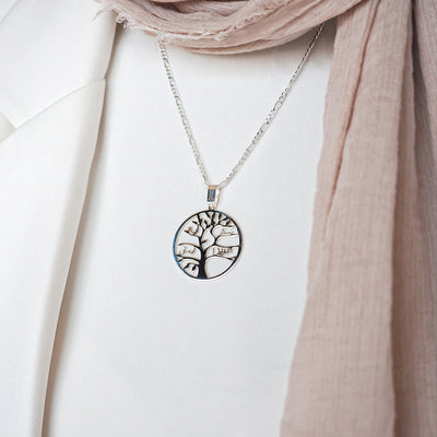 Custom Tree of Life Names Silver Necklace - WAMT033