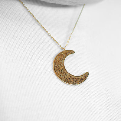 Ayatul Kursi Crescent Silver Necklace - WAMT070