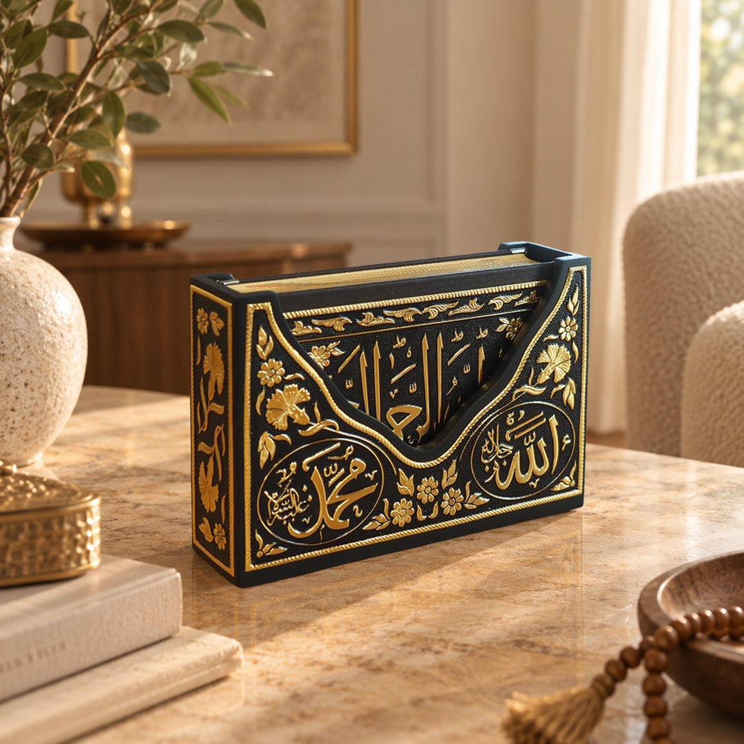 Ornate Gold-Accented Wooden Quran Box and Quran - WAP027