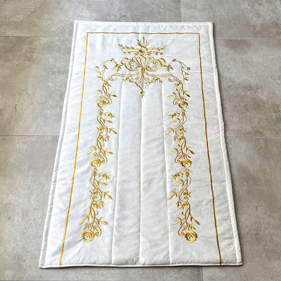 Cream Velvet Islamic Prayer Rug with Gold Embroidery – WAS014