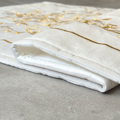 Cream Velvet Islamic Prayer Rug with Gold Embroidery – WAS014