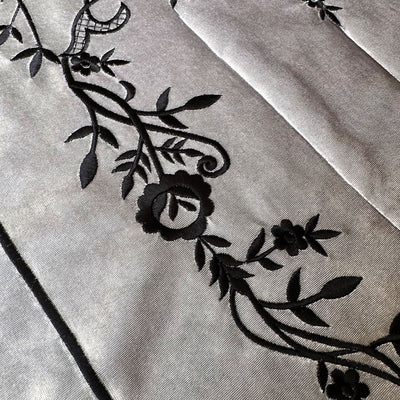 Gray Velvet Islamic Prayer Rug with Black Embroidery – WAS016