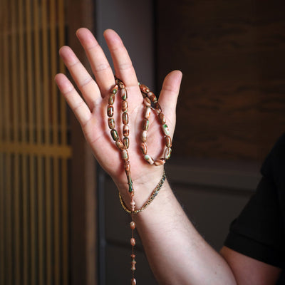 Handcrafted Pressed Fire Amber Tasbeeh – WATD004