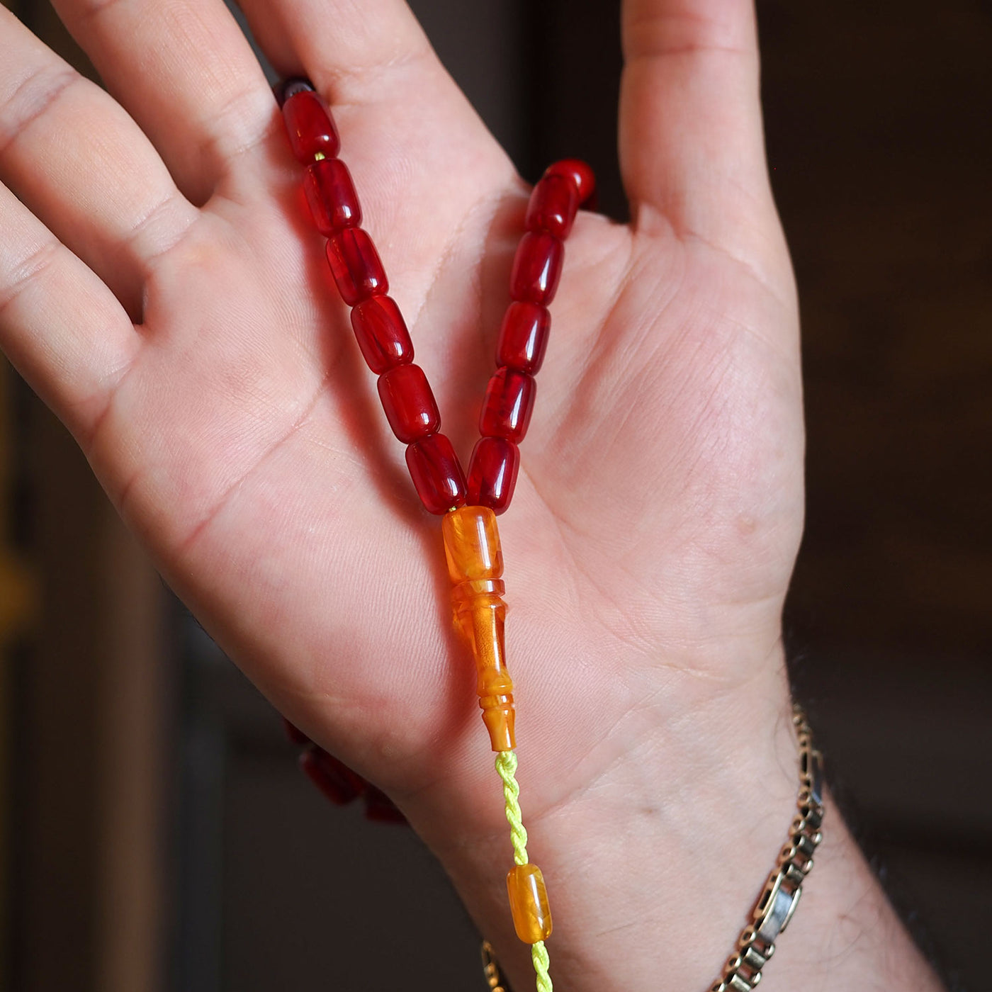 Special Cast Pressed Amber Tasbeeh - Gold Signature Hitame (Final Bead) – WATD008