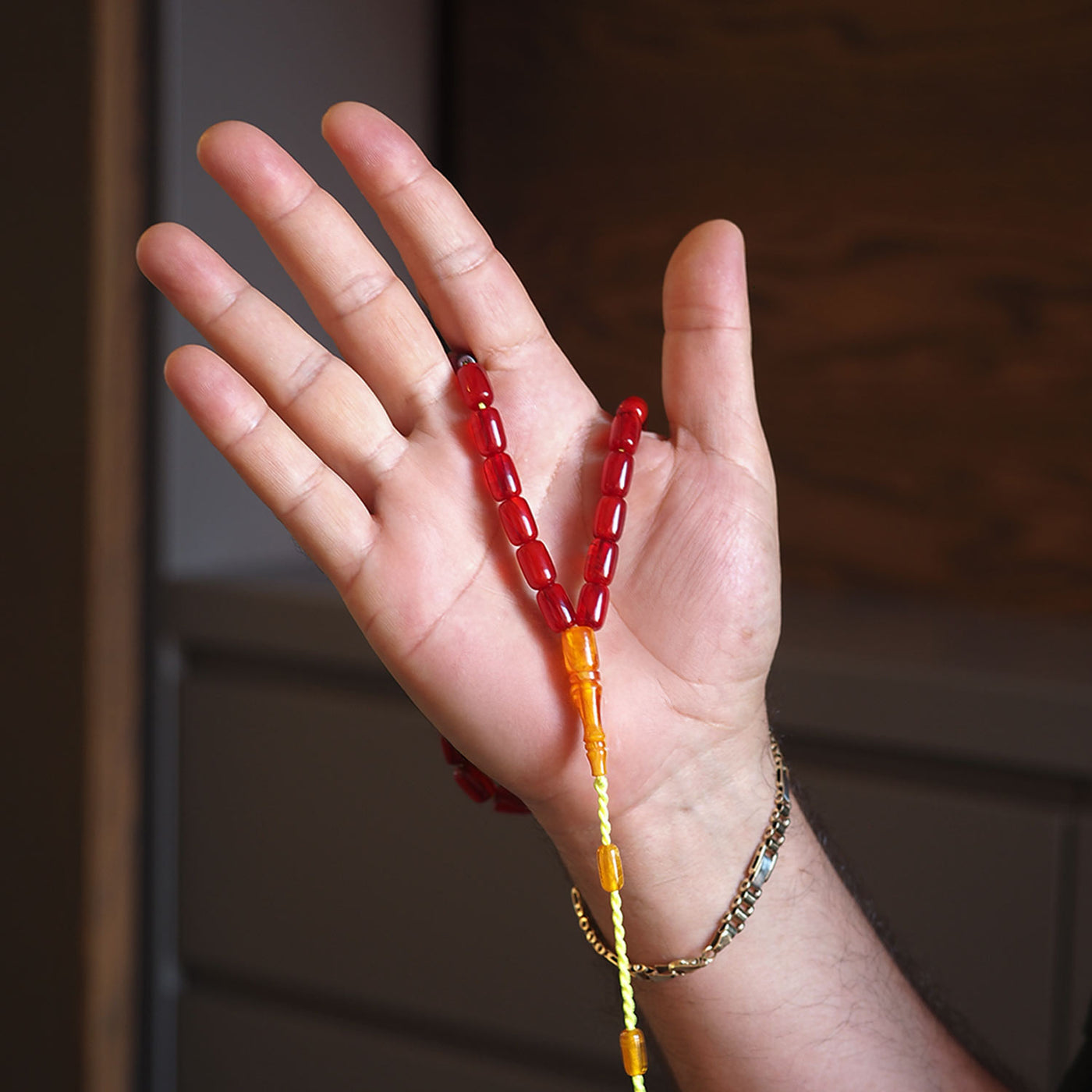 Special Cast Pressed Amber Tasbeeh - Gold Signature Hitame (Final Bead) – WATD008