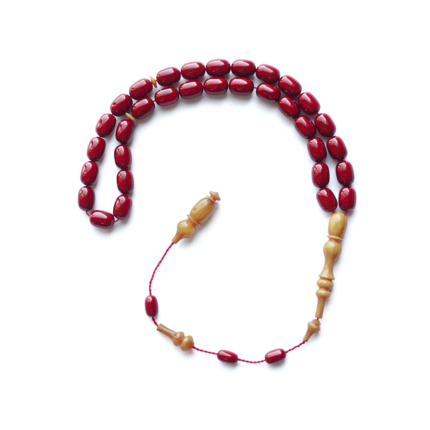Pressed Fire Amber Tasbeeh with Oval Beads – WATD139
