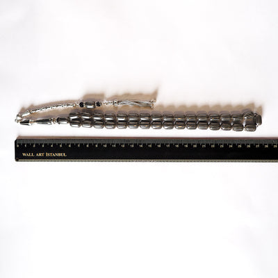 Genuine Oltu Stone 16-Cut Design with Sterling Silver Hand-Engraved Imam Bead & Special Tassel - WATD029