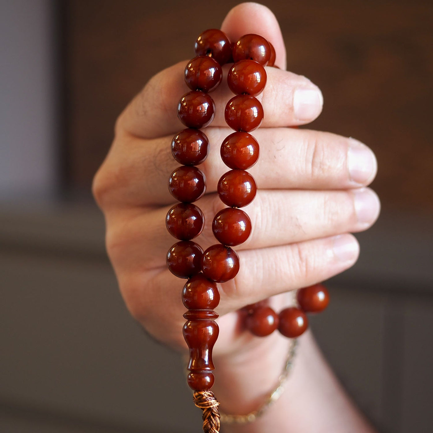 Oven-Treated Arabic Style Pressed Fire Amber Tasbeeh – WATD031