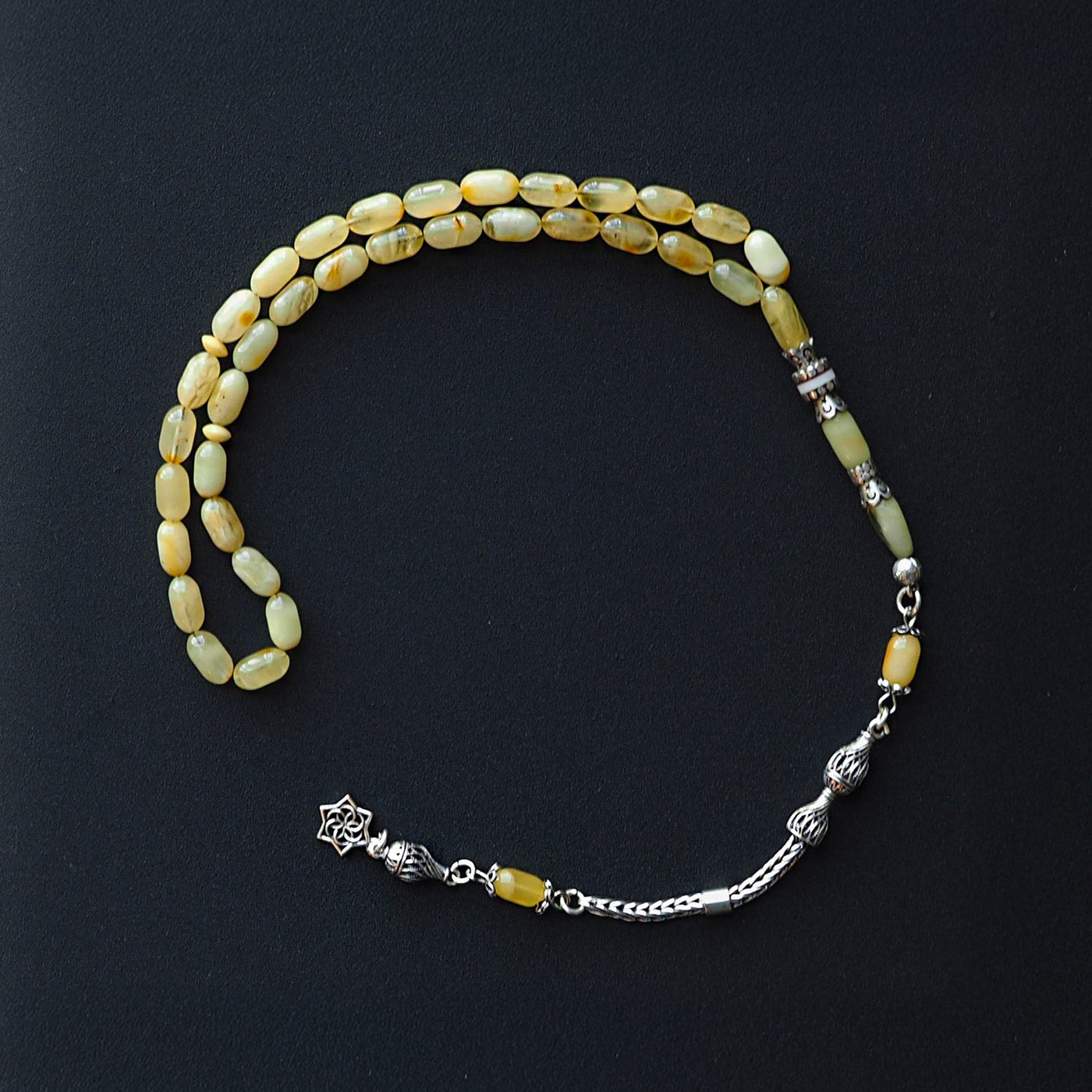 Raw Baltic Amber Silver Tasbeeh – WATD032