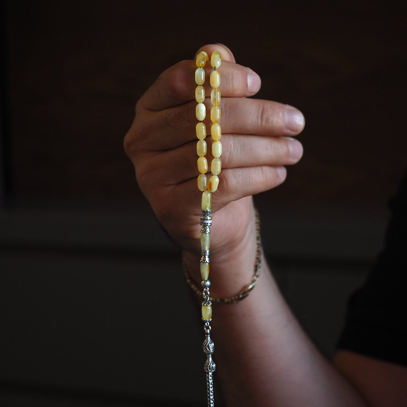 Raw Baltic Amber Silver Tasbeeh – WATD032
