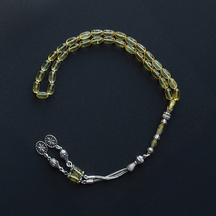 Raw Baltic Amber Tasbeeh with Silver Tassel – WATD033