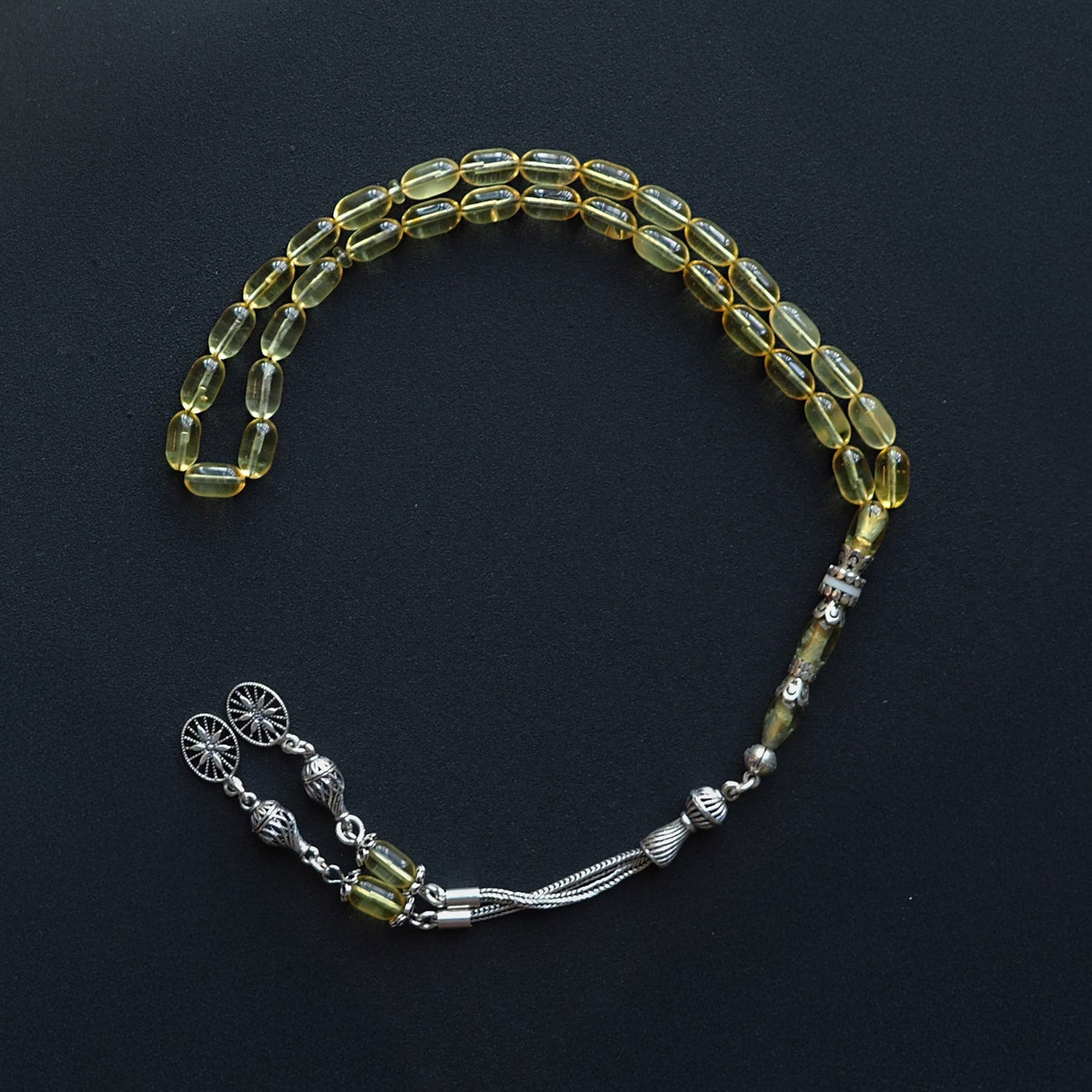 Mastercrafted Genuine Baltic Amber Tasbeeh Silver Imam Bead – WATD033