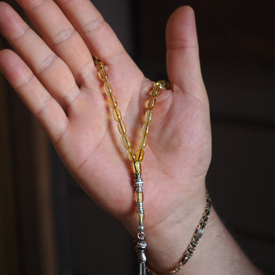 Mastercrafted Genuine Baltic Amber Tasbeeh Silver Imam Bead – WATD033