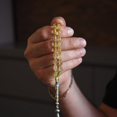 Mastercrafted Genuine Baltic Amber Tasbeeh Silver Imam Bead – WATD033