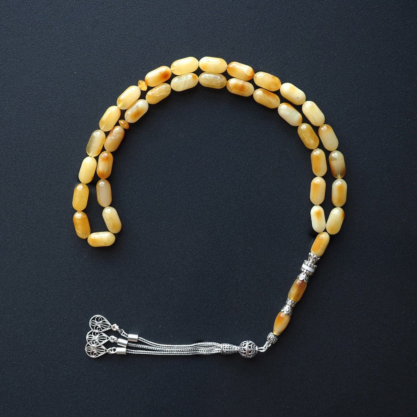 Raw Baltic Amber Silver Tasbeeh – WATD034