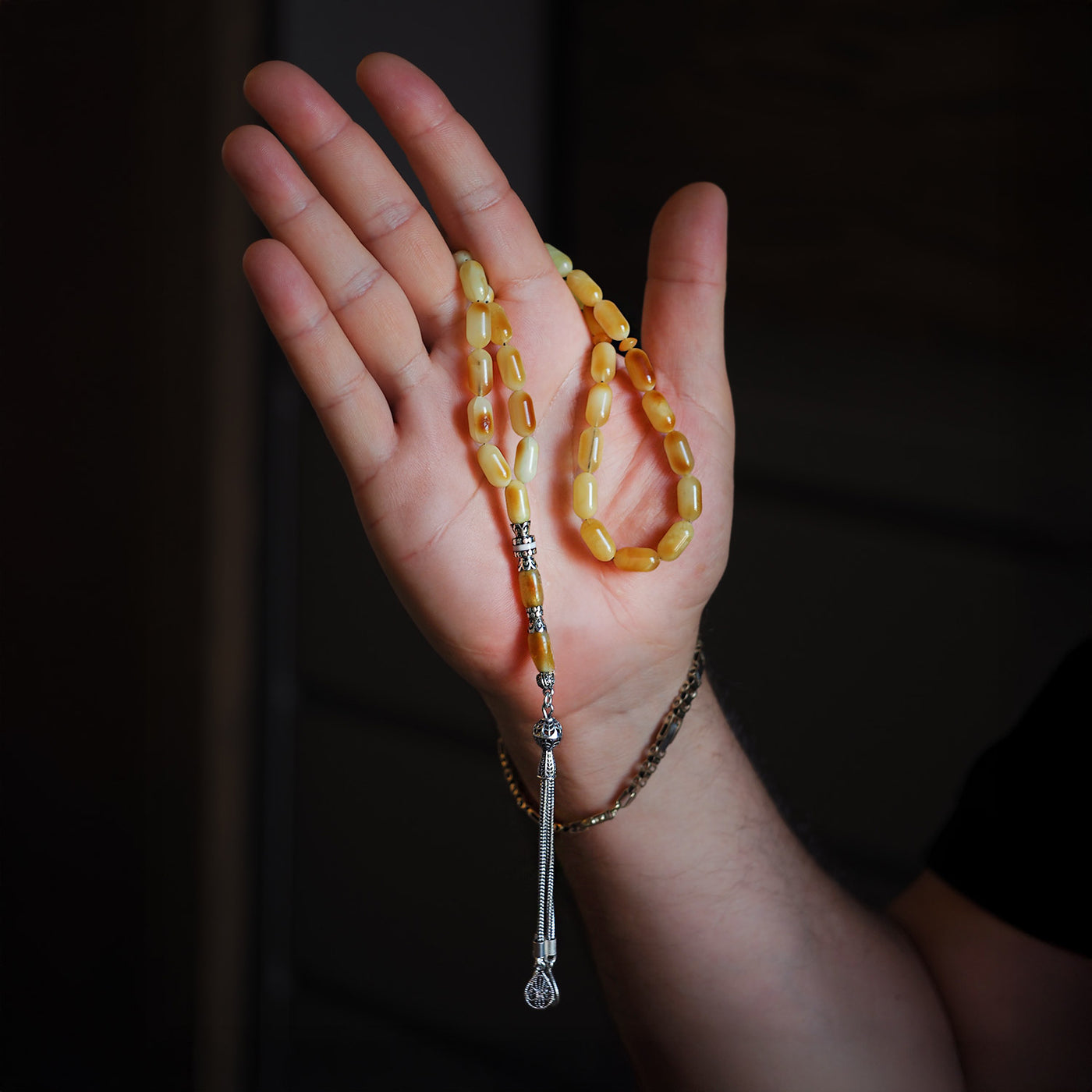 Raw Baltic Amber Silver Tasbeeh – WATD034