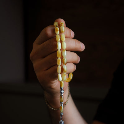 Raw Baltic Amber Silver Tasbeeh – WATD034